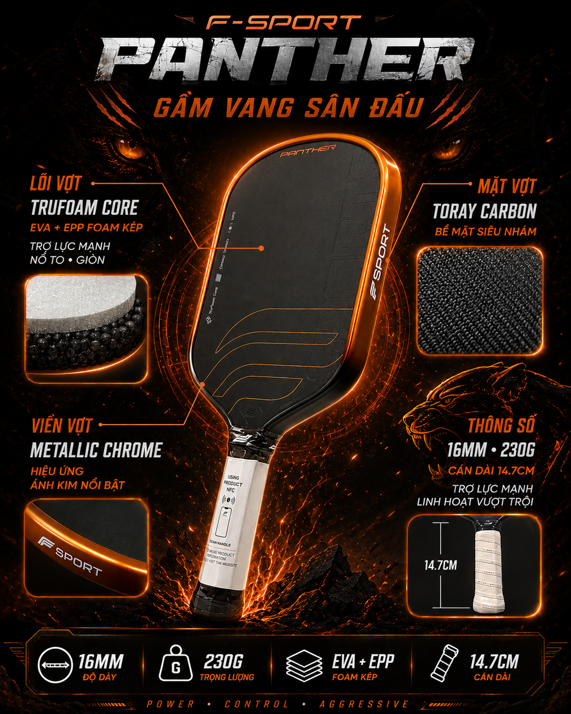 vợt pickleball trufoam panther - anh 1