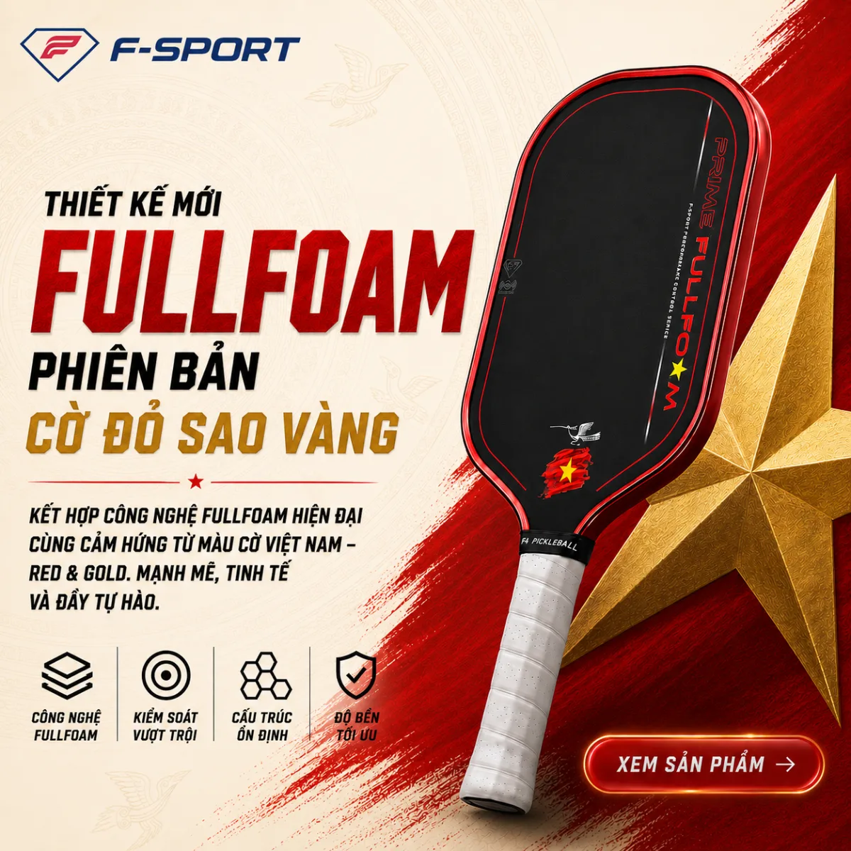 vợt pickleball fullfoam phiên bản cờ đỏ sao vàng - anh 1