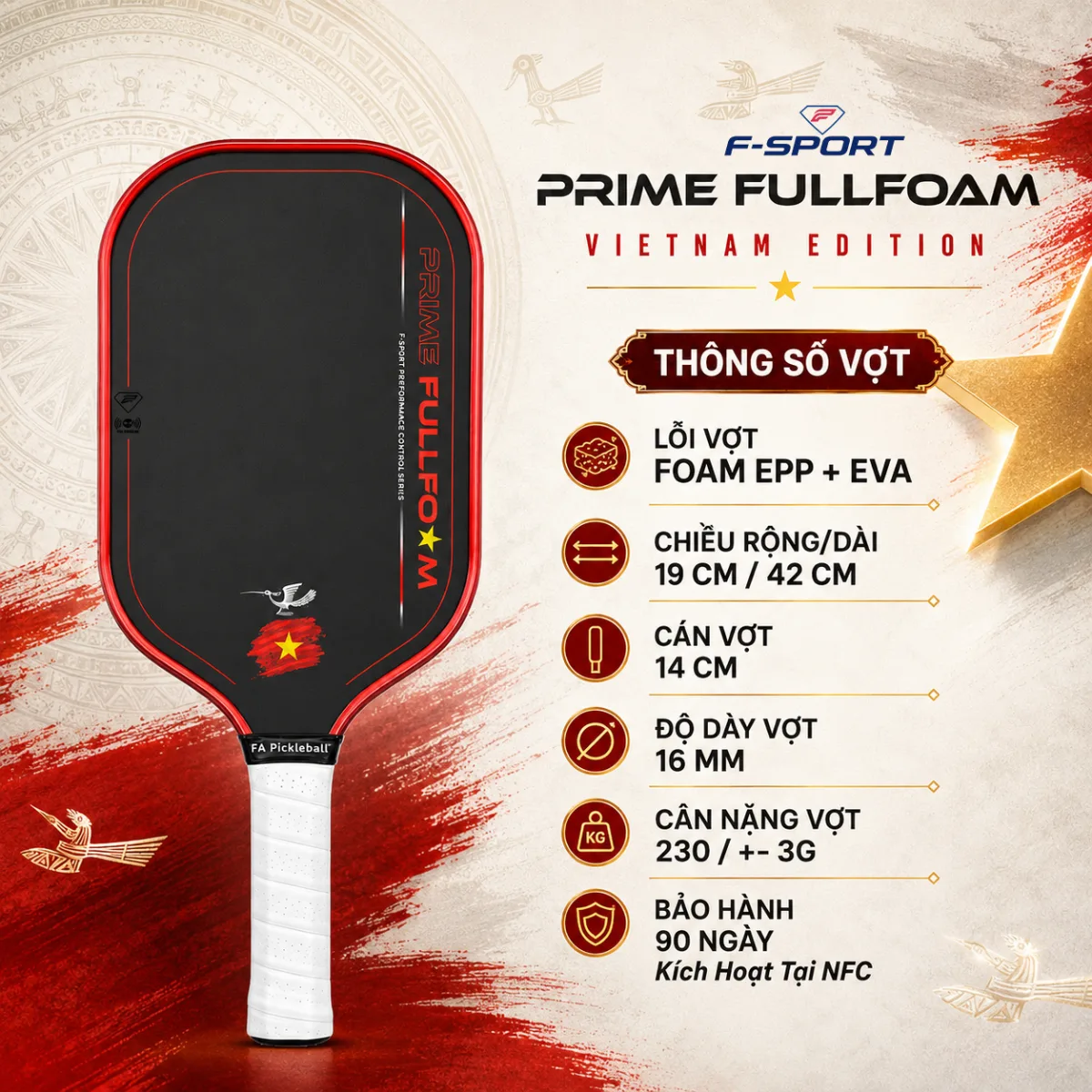 vợt pickleball fullfoam phiên bản cờ đỏ sao vàng - anh 4